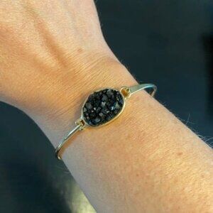 Druzy Cuff Bracelets for Women- Boho Stackable Bangle Bracelet with Oval Stone